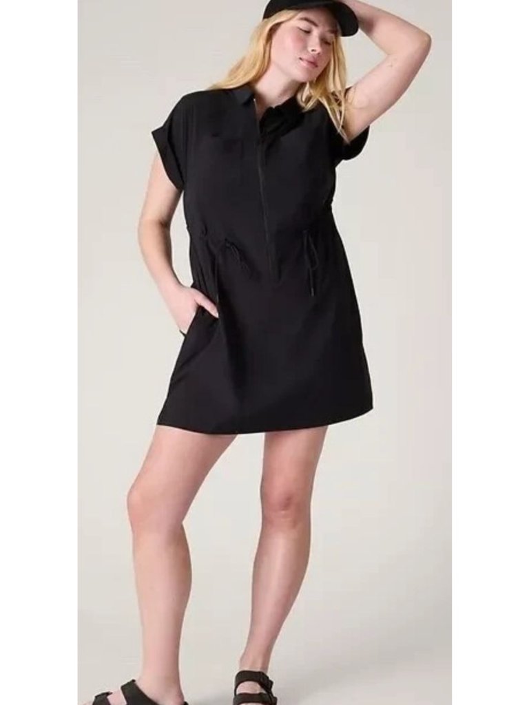 Athleta Topspin Cargo Mini Dress Black Small Petite